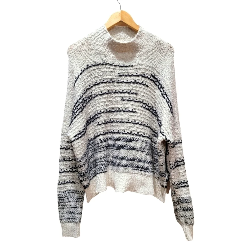 Knox Rose Women's XXL Mock Neck Marled Oatmeal Color Pullover Hem Slit Sweater - Picture 4 of 8